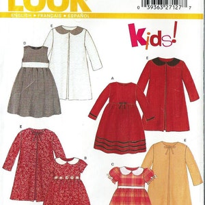 New Look Easy Sewing Pattern 6309, 6 Sizes in One - Size 3 thru 8 - Girls&#39; Dresses and Coat, Sleeveless, Sleeve Variations, Peter Pan Collar