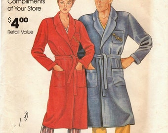 Sz Sm 31 1/2 Thru 34 - McCall's Sewing Pattern 0011 - Misses' & Men's Robe "Quick Wrap-Up" - McCall's Patterns