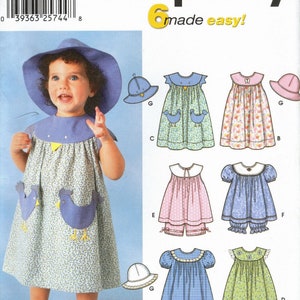 Sz 1/2 Thru 4 - Simplicity Sewing Pattern 7189 - Wrights Toddler Dresses, Top, Panties & Hat in 6 made Easy Styles  - Simplicity Pattern