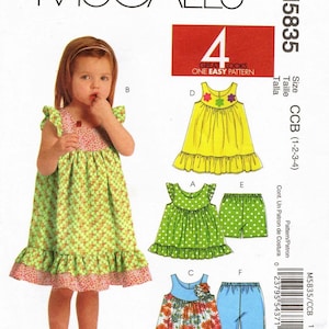Sz 1 Thru 4 - McCall&#39;s Sewing Pattern M5835 - Toddlers&#39; Tops, Dresses, Shorts and Capri Pants - McCall&#39;s pattern