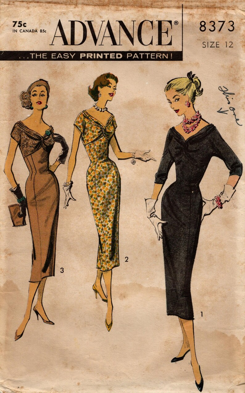 Sz 12 Vintage Advance Sewing Pattern 8373 Misses' Formal/semi-formal ...