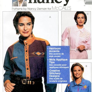 Sz Sml/Med/Lrg/XL - McCalls Shirt Pattern 8698 by Nancy Zieman - Misses&#39; Button Down Shirts