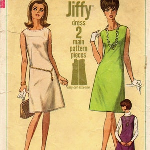 Simplicity 6541 Sewing Pattern - Size 12 - Vintage 1960&#39;s Misses&#39; One-Piece Jiffy Dress or Jumper - CUT - Simplicity Pattern