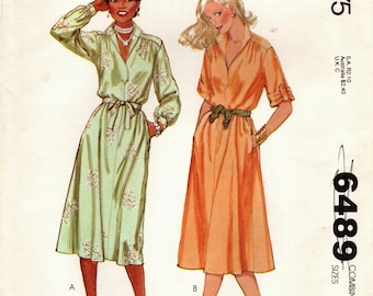 Sz 10 Thru 14 VTG McCall's Sewing Pattern 6489 - Misses' Shirt-Dress with Sleeve Variations - McCall's Pattern