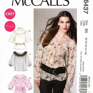 Sz 8 Thru 16 - McCalls M6437 by Laura Ashley - Misses&#39;/Women&#39;s Loose-fitting Gathered Neckline & Raglan Sleeves and Belt  - McCall&#39;s Pattern