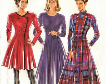 Sz 8 Thru 18  VTG New Look Dress Pattern 6933 - Misses' Fitted Waist, Double Breasted, Flared Bottom Dress in Two Lengths - New Look Pattern