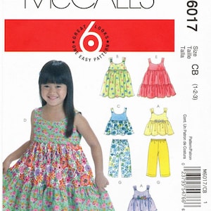 Sz 1 Thru 3 - McCall&#39;s Sewing Pattern M6017 - Toddlers&#39; and Children&#39;s  Tops, Dress Variations, Shorts and Pants - McCall&#39;s pattern