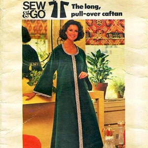 Butterick 3992 Sewing Pattern - Size 10 - Vintage Misses&#39; Pull-Over Evening Length Caftan with wide Full Kimono Sleeves - CUT