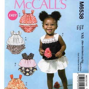 McCall&#39;s M6538 Sewing Pattern - Size Newborn Thru X-large - EASY Infants&#39; 2-piece Set Tops and Panties - McCall&#39;s Pattern