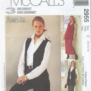 Sz 10 Thru 14 McCall&#39;s Woman&#39;s Day Collection Pattern 2955 - Misses&#39; Separates, Unlined Vest, Pull-On Skirt, and Pants  - McCall&#39;s Pattern