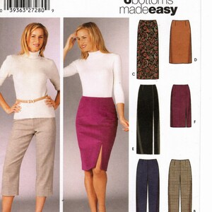 May include: A sewing pattern for six different bottoms, including a skirt with a slit, pants, and a pair of capris. The pattern is from Simplicity and is designed by Karen Z. The pattern number is 5259 and the sizes are 8, 10, 12, and 14.