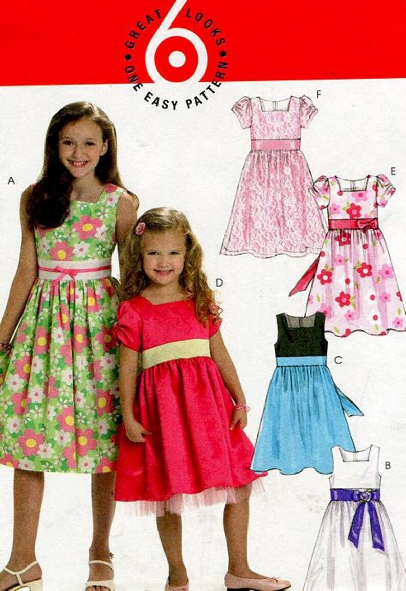 Sz 3 Thru 6 McCall's Pattern M6020 Children's and Girls' Lined Dresses, and Sheer Overdress Six Great Looks McCall's Pattern image 2