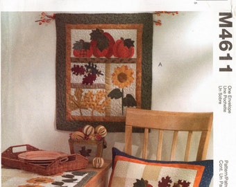 McCall's Crafts Harvest Sampler M4611 - Fall Decorations - Wall Hanging, Table Runner & Pillow - McCall's Pattern