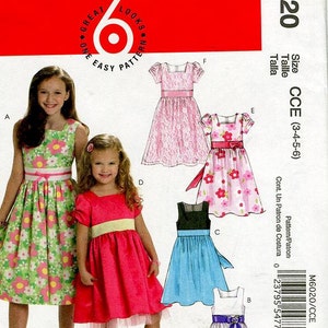 Sz 3 Thru 6 McCall's Pattern M6020 Children's and Girls' Lined Dresses, and Sheer Overdress Six Great Looks McCall's Pattern image 1