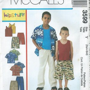Sz - Xs - Sml - McCall&#39;s Kid Stuff 3599 Children&#39;s and Boy&#39;s Shirt, Tank Top, Pull-On Pants and Shorts - McCall&#39;s Pattern