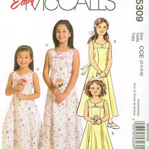 McCall&#39;s M5309 Sewing Pattern - Size 3 Thru 6 - Girls&#39; Yolked Casual or Formal Lined Sleeveless Dresses with Tie Ends - Uncut