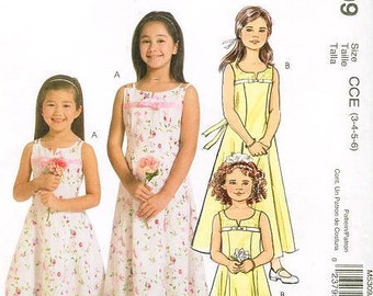 Sz 3 Thru 6 McCall's Sewing Pattern M5309 - Girls' Yolked Casual or Formal Lined Sleeveless Dresses with Tie Ends - Uncut