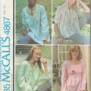 Sz - Small - VTG McCall&#39;s Carefree Sewing Pattern 4867 - Misses&#39; Retro Loose-Fitting or Matermity Tops, Sleeve variations - McCall&#39;s Pattern