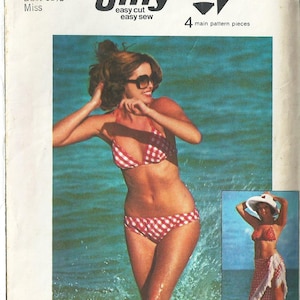 Simplicity 6921 Sewing Pattern - Size  8 Bust 31 1/2&quot; - Misses&#39; Jiffy Shawl and Reversible Bias Bikini - Swimsuit - Simplicity Pattern