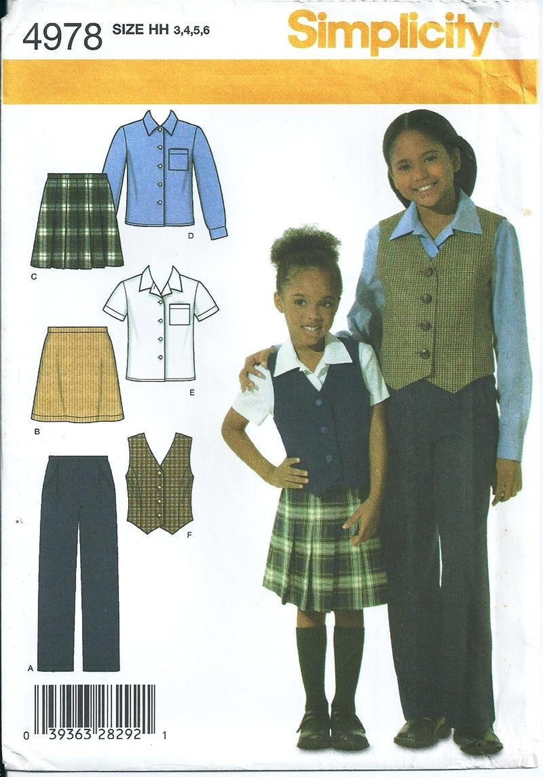Sharp Pattern Uniform Simplicity 4978 Sewing Pattern - Size 3 Thru 6 - Child's, Girls' School ...