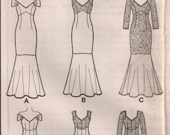 Simplicity 8329 Modello di cucito - Taglie dalla 12 alla 20 - Abito formale da donna con varianti di tessuto e maniche - Modello Simplicity