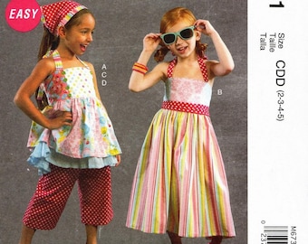 Sz 2 Thru 5 - McCall's Easy Sewing Pattern M6731 - Children's/Girls' Tops, Dress, Pants and Kerchief - McCall's pattern