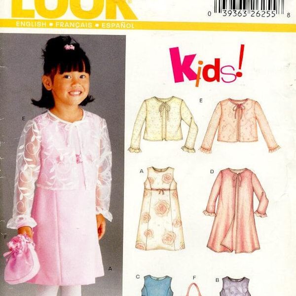 Sz 2/7 - New Look Sewing Pattern 6238 - Lined Bodice Dress with Croped Tie Open Front Jacket in Two Variations, and Purse - Six Sizes in One