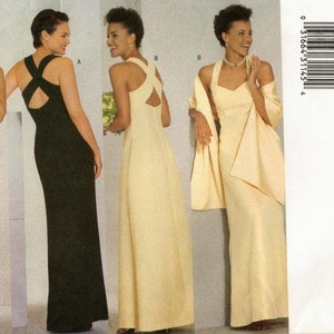 Sz 12 Thru 16 - Butterick Pattern 6463 - Misses&#39; Formal Lined Wedding or Evening Dress & Stole - Butterick Pattern