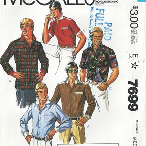 Sz Med - VTG McCall&#39;s Sewing Pattern 7699 - Van Martin - Men&#39;s Casual Shirts - 4 Styles - McCall&#39;s Pattern