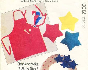 McCall's 0012 - Craft and Gift Pattern - Apron, Mittens, Stars, Cap, Stars, Wreath, sachet pillows, Tie, Log Carrier and Dog Bed - Quick