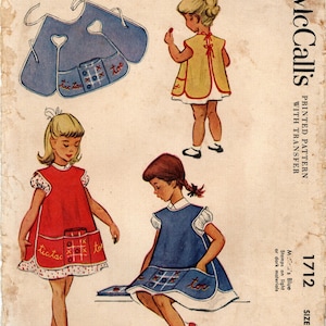 Sz 8 - McCall&#39;s Vintage 1950&#39;s Sewing Pattern 1712 - Child&#39;s Cobbler Apron with Tic-Tac-Toe Transfer Game - McCall&#39;s Pattern
