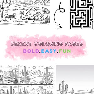 Printable Desert Coloring Page for Kids Minimalist Landscape & Scenery coloring pages Digital Download for Toddler Activity instant download