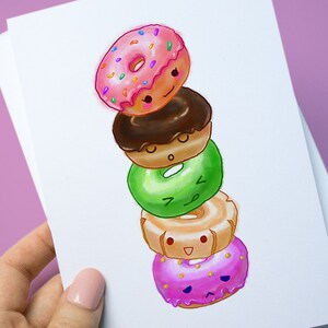 Donut Note Card, Donut Wenskaart, Alle Gelegenheid, Algemene Groet, Notitiekaart