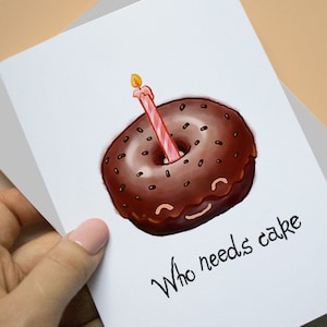 Birthday Card, Donut Birthday, Donut Greeting Card, Food Greeting Card, Funny Card