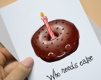 Funny Donut Birthday Card, Food Greeting Card