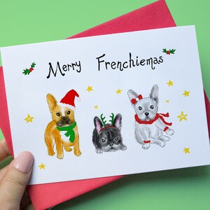 Frohe Frenchiemas, Frenchie Grußkarte, Weihnachtskarte, Frohe Weihnachten, Hundegrußkarte