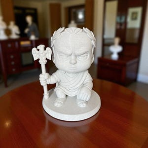 3D Printed Chibi Julius Caesar Bust: Funny Roman Emperor Decor