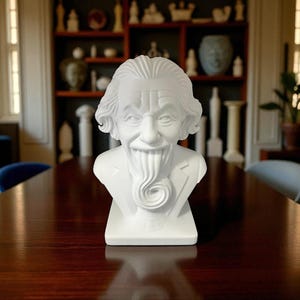 Eternity Einstein | Funny Abstract 3D Printed Bust | Modern Nerdy Sculpture | Spiral Tongue Einstein Statue | Science Gift Office Decor