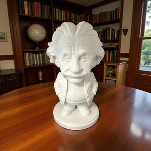 Big Belly-team: Einstein | Grappig 3D-geprint standbeeld van een wetenschapper | Geeky bureaudecoratie | Cadeau-idee voor nerds | Leuk sculptuurbeeldje van Albert Einstein
