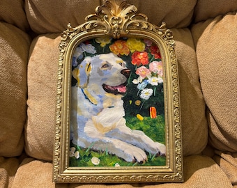 Handmade Custom Pet Portrait, Acrylic Dog and Cat Painting, Memorial Gift