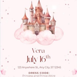 Editable Birthday Invitation Canva | Digital Party Invite for Kids | Printable Girl Birthday Template Instant Download