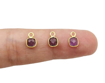 Amethyst Cushion Pendant, 4mm Gold Plated Bezel, Handmade Jewelry Making