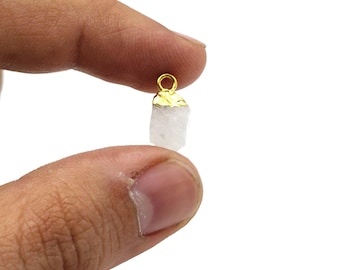 Handmade Raw Moonstone Birthstone Pendant 8-10mm – Gemstone with Electroplated Cap for Necklace & Jewelry Making