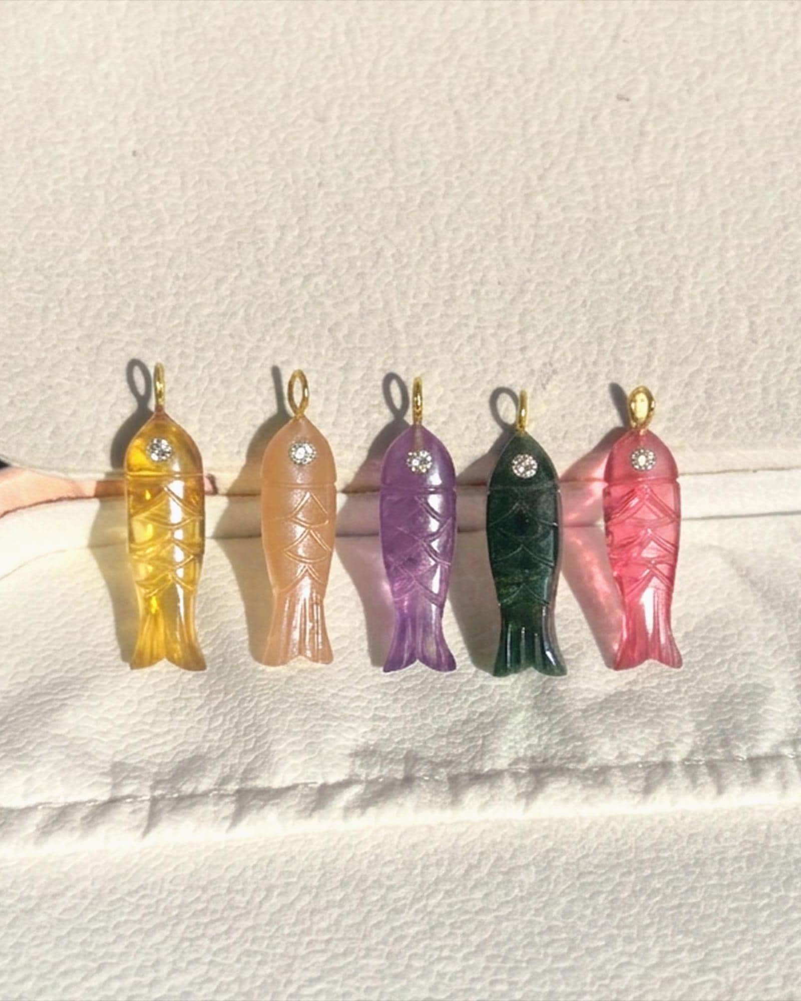Stone carved fish charm - Etsy 日本