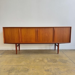 Mid-Century Danish Modern Teak Credenza by Svend Madsen – 1960s Curved Bow Front Sideboard