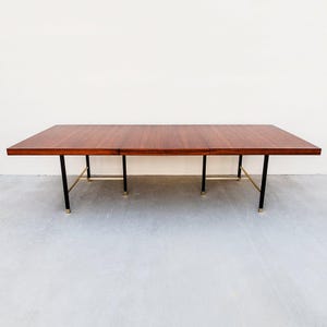 Harvey Probber 1950s Mid Century Modern Rosewood & Brass Dining Table