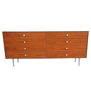 Mid Century Herman Miller Walnut George Nelson Thin Edge 8 Drawer Credenza