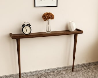 Handcrafted Solid Walnut Console, Luxury Minimalist Entryway Furniture, Mid Century Modern Design