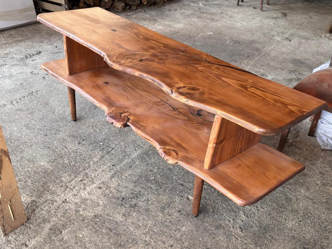 Live Edge Solid Wood TV Stand, Rustic Handmade Media Console - Etsy