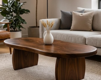 Asymmetrical Live Edge Coffee Table, Reclaimed Wood End Table, Irregular Natural Center Table